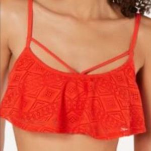 Hula Honey red-flounce crochet bikini top